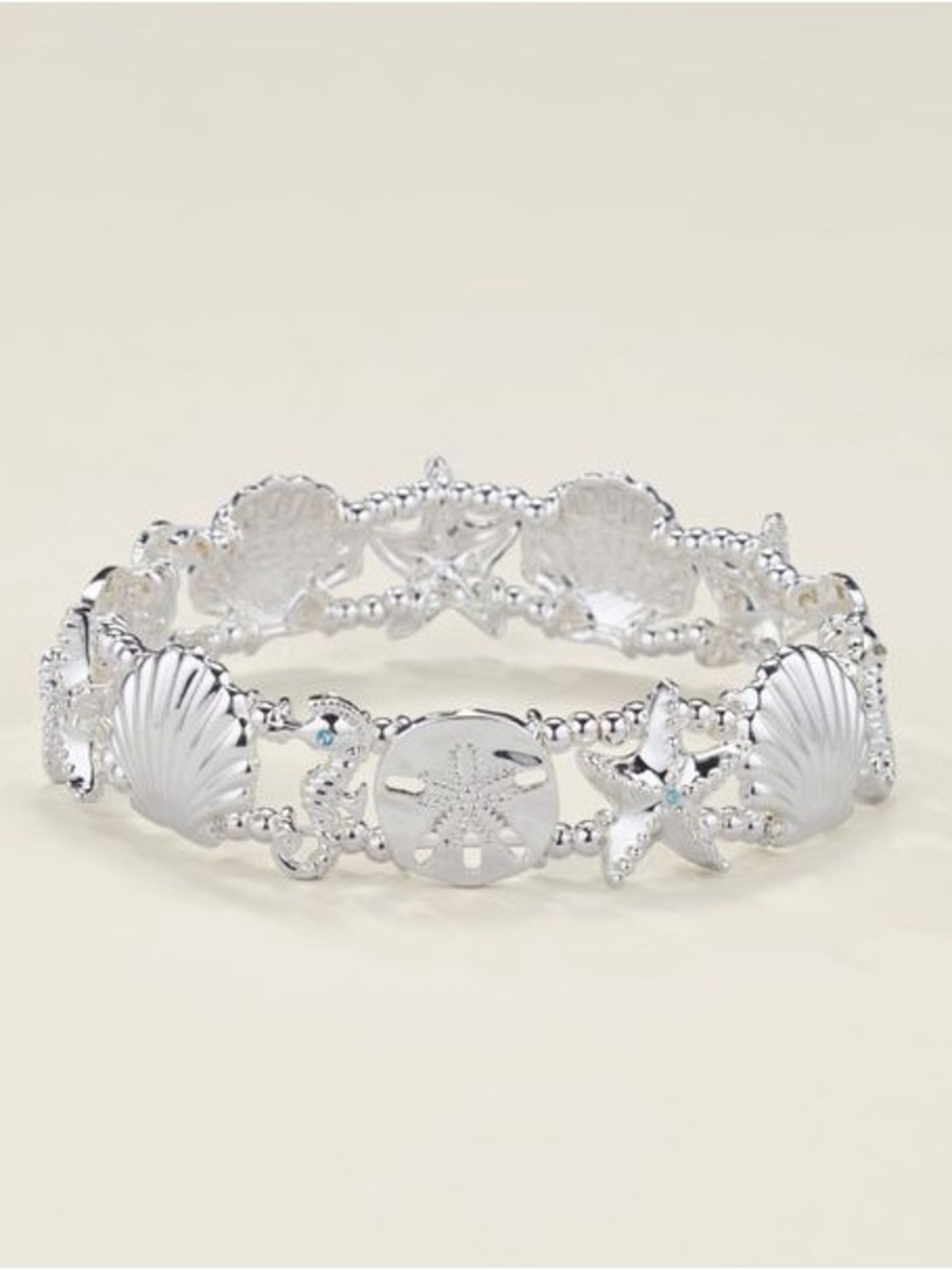 Silver Shell & Starfish Stretch Bracelet - Women Jewelry
